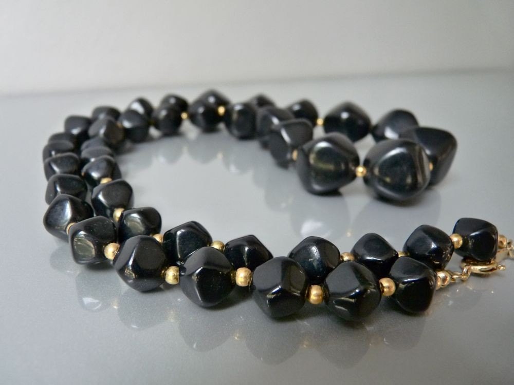Vintage Avon black bead necklace