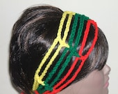 Crochet Gipsy Rasta Hair Wrap Headband in Rasta colors
