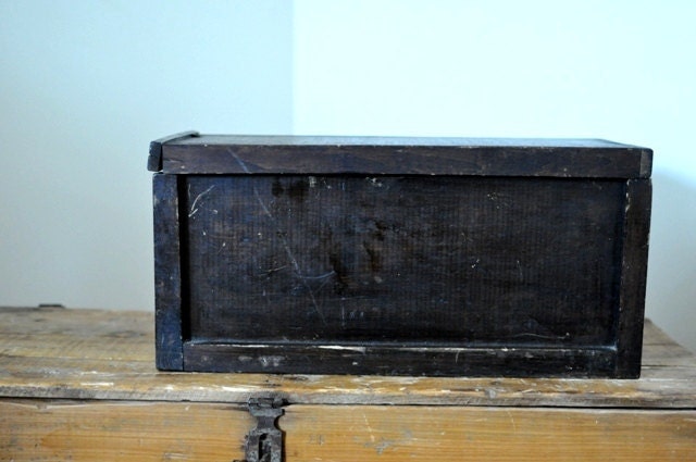 Antique Rustic Wood Storage Box with Lid