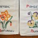 Vintage Days of the Week Flower Embroidered Flour Sack Towel Seven Day Set
