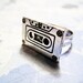 Mix Tape Charm Ring - Adjustable - Cassette - Retro - Silver - 80s - 90s
