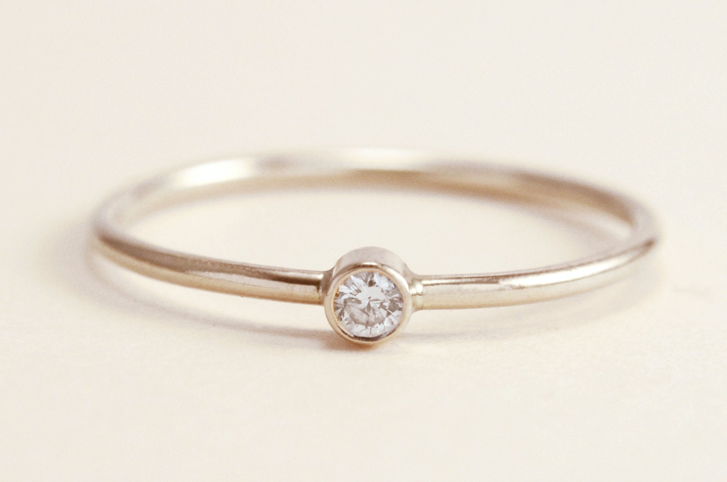 Simple Diamond Ring in 14K White Gold - peachesandcherries