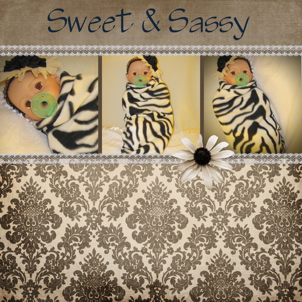 Handmade Baby Zebra Cocoon and headband set  Swaddles baby all snug and warm and crazy cute too. great for daily use and photo prop