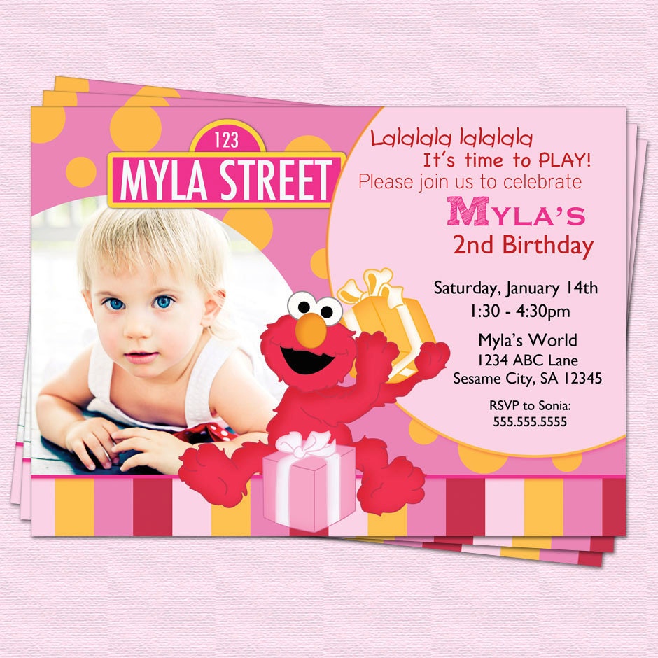 Elmo Invitation Sesame Street Pink Birthday Printable Party