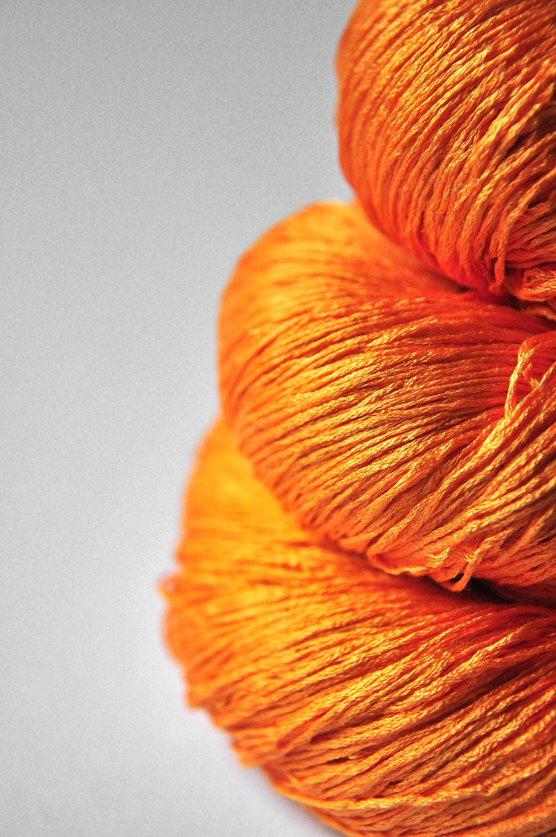 Burning orange OOAK - Silk Yarn Lace weight