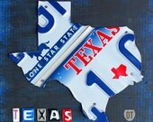 Texas License Plate Map Artwork Miniature Size