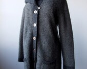 1920s Hand Knit Ash and Dark Dove Grey Cardigan Sweater  // Excellent Condition // B. Altman
