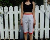 1950s  White Denim HIgh Waisted Clam Diggers TAKE ME out the the BALLGAME