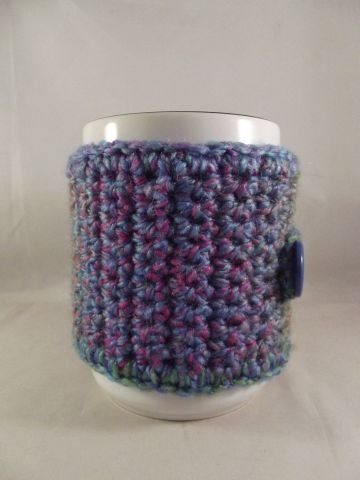 ONLY ONE DOLLAR - Crochet Prism Multicolor Tweed Stripes Coffee Mug Cup Cozy