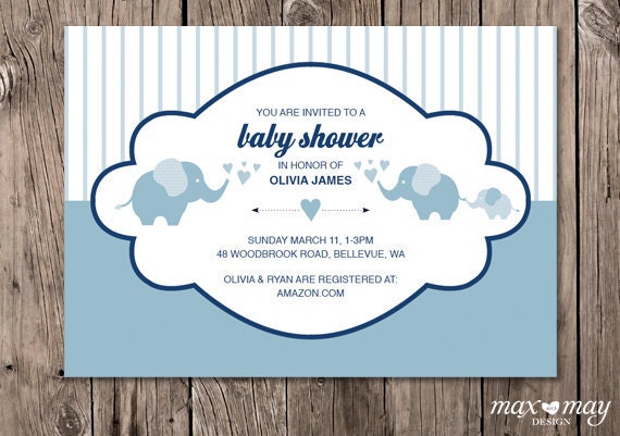 Elephant Baby - Baby Shower Invitation - 5x7 Digital Printable PDF