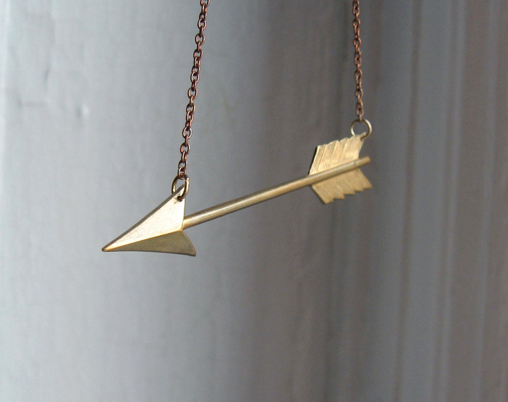 Artemis // Large Brass Arrow Necklace - Standard Length