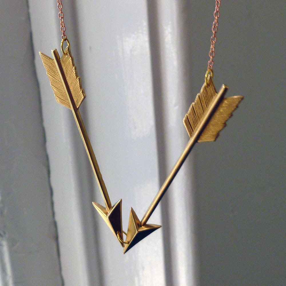 Callisto // Large Brass Arrow Chevron Necklace - Standard Length