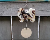 Tibetan Spaniel crate tag - hang dog anywhere, Magnet Option, home kennel decor hand stitched needlepoint art