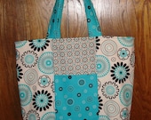 Reversible Turquoise Bandana Print Tote/Travel/Market Bag FREE SHIPPING,  FREE Origami Case