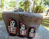 Hand carved Skull RUSSIAN NESTING DOLL Purse Rockabilly goth retro