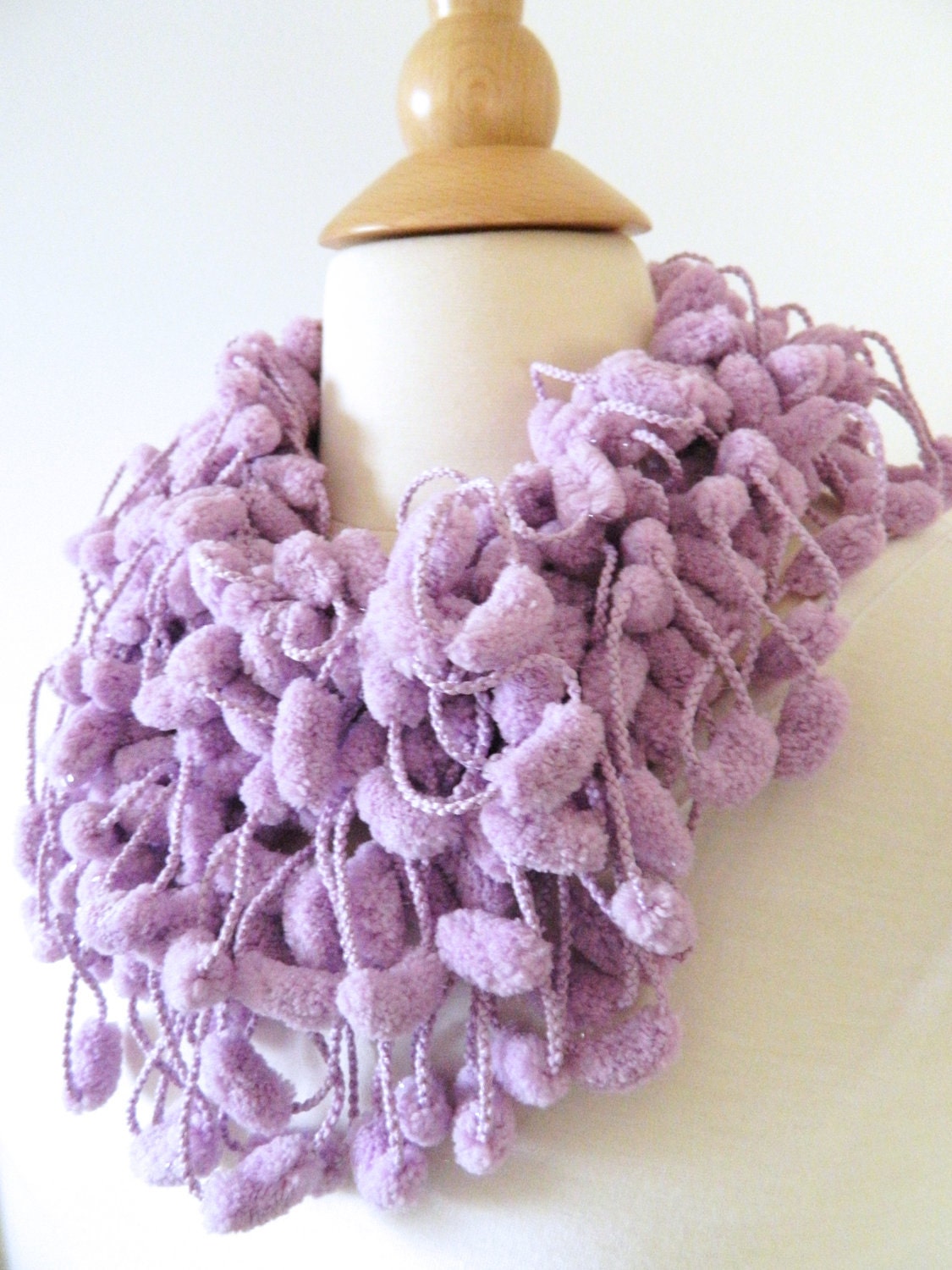 Sale Pompom Scarf - Super Soft Fashion Scarf - Lavender