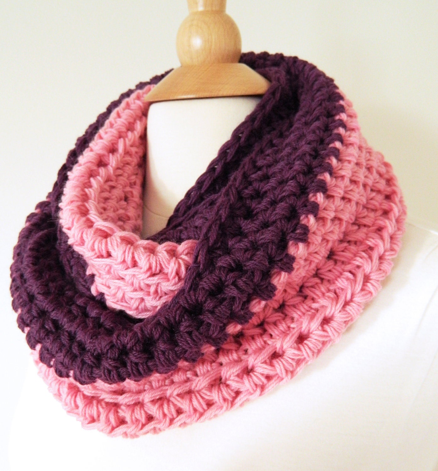 Scarf Cowl Neckwarmer Infinity - Pink, Maroon