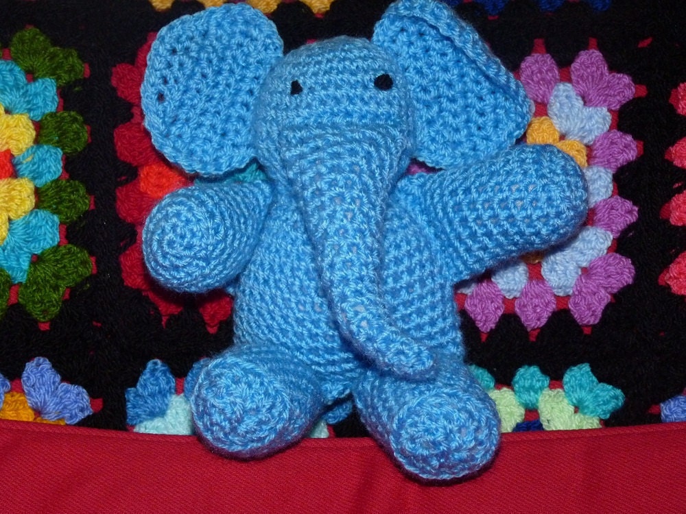 Crochet Elephant, Soft Toy, Plush, Amigurumi, Billy the Blue Elephant