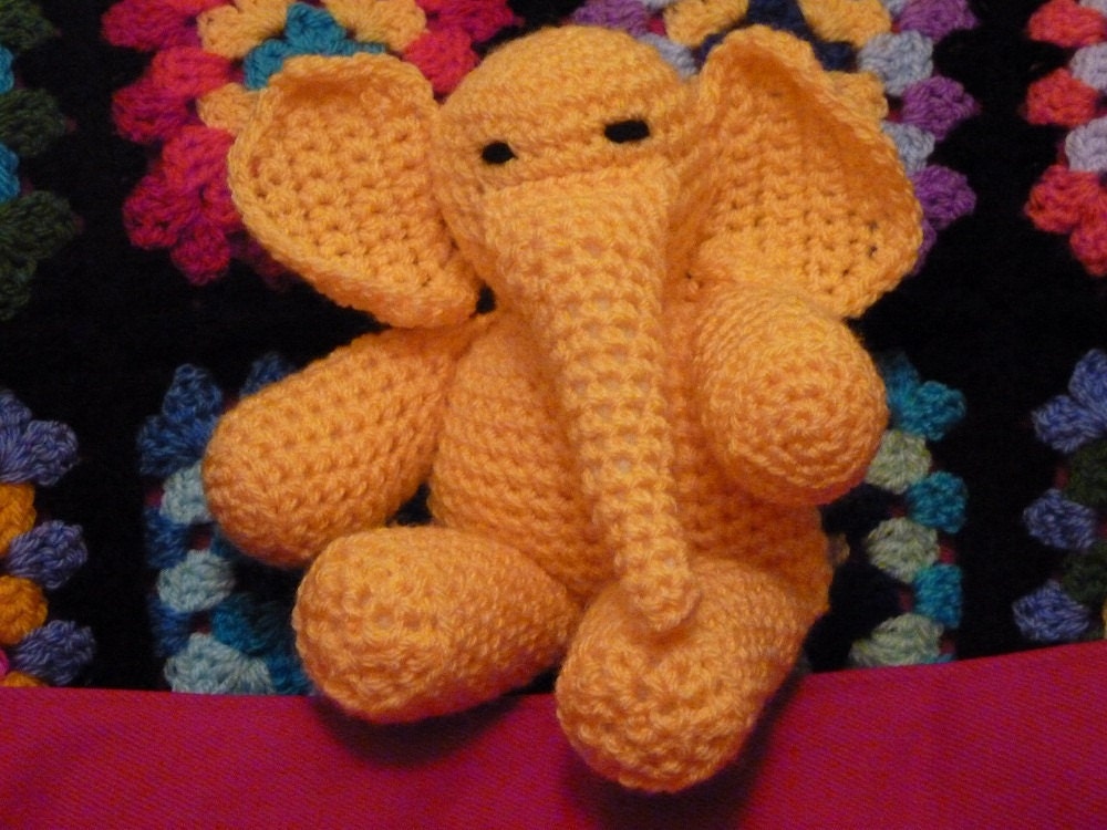 Crochet Elephant, Soft Toy, Plush, Amigurumi, Yasmina the Yellow Elephant