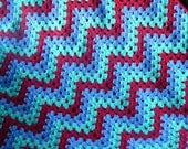 Crochet Afghan Throw Blanket. Ripple Granny Blanket