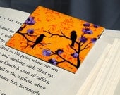 Magnetic Bookmark, Birds Purple Flowers Yellow Orange Damask