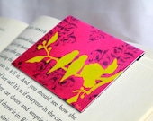 Magnetic Bookmark, Woodland Love Birds, Magenta Damask, Lime Green flowers