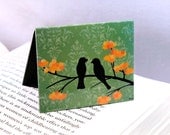 Magnetic Bookmark, Love Birds Damask, Wedding Favor, Bridal Favor, Teacher Gift