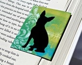 Boston Terrier Magnetic Bookmark, Dog Love Gift, Green Blue Damask