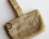 Vintage 40s 50s Art Deco Metallic Gold Glamour Girl Over the Wrist Formal Evening Bag Purse