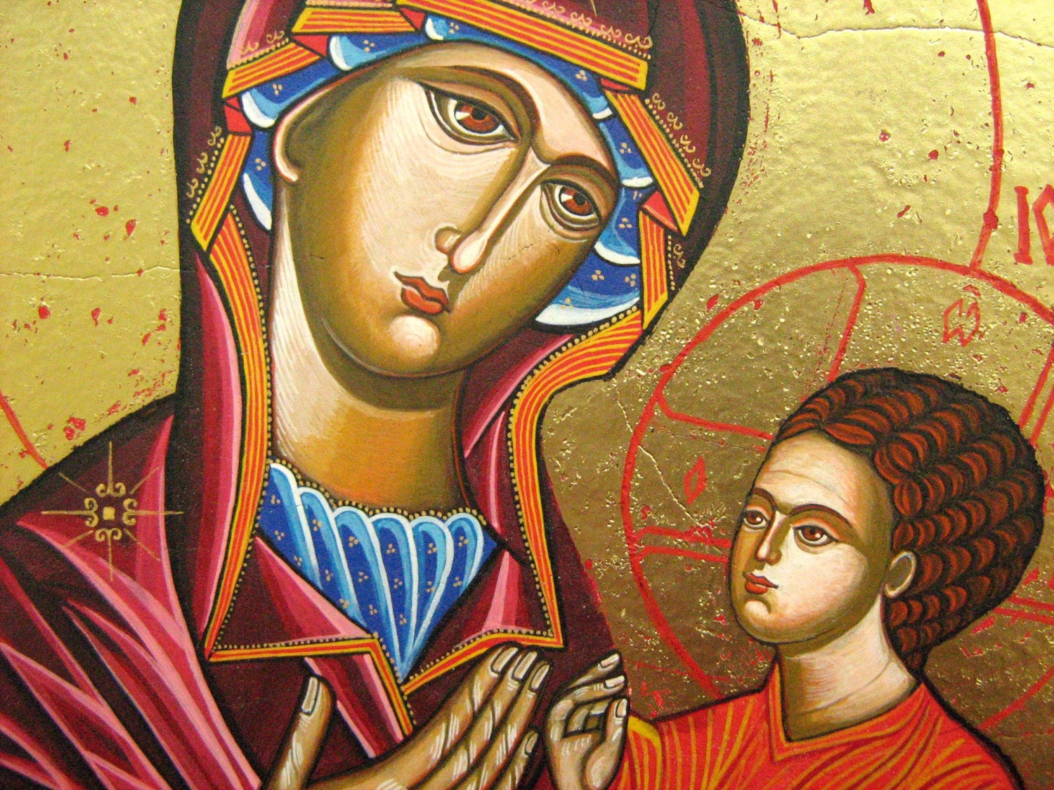 Mary with Christ child - 11.5 by 15.7 handpainted icon