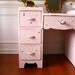 Pink Vintage Vanity Desk. Bohemian Chic. Boudoir. Shabby Chic. Boho. Girls Bedroom. Pastel Pink. Cottage. Little Girl Easter Birthday.