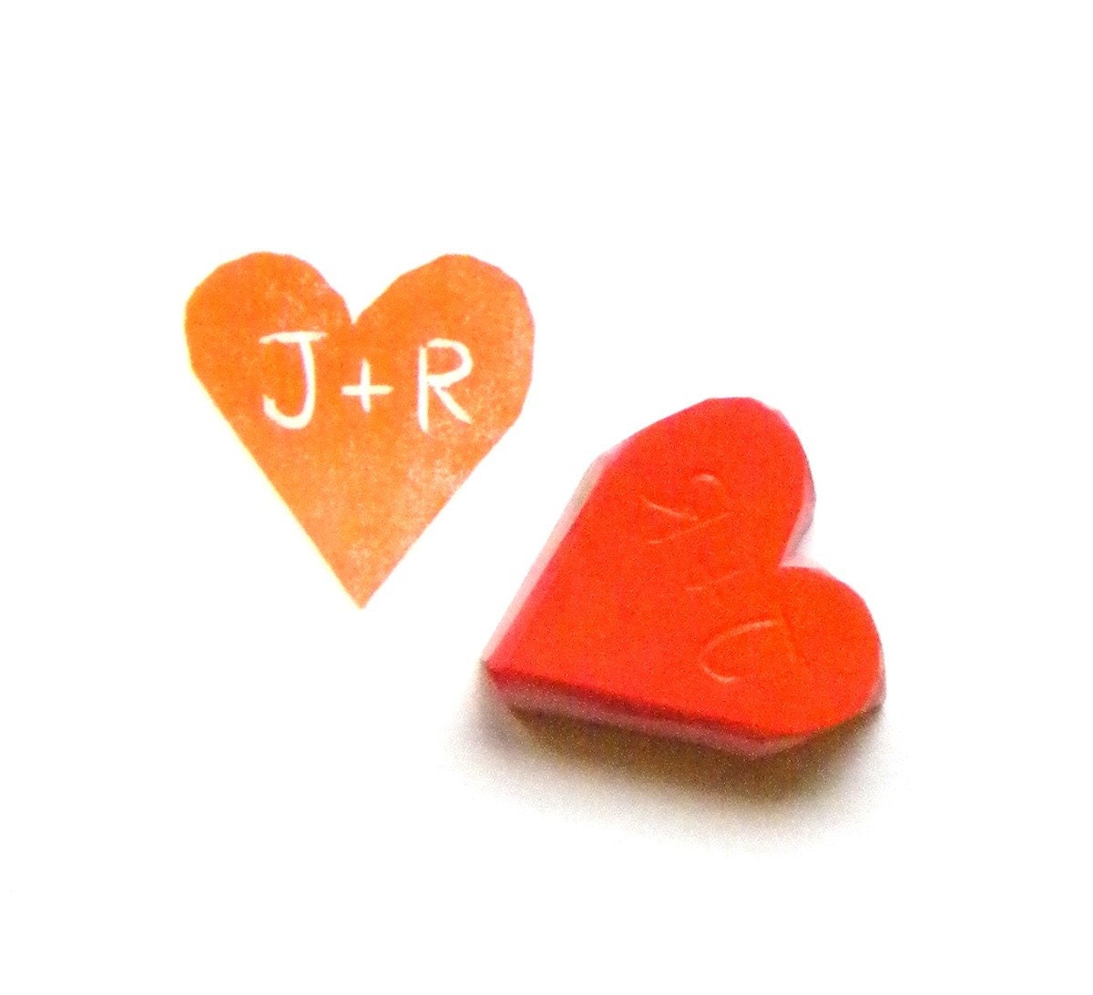 Personalized rubber stamp heart - made to order with your initials