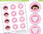 Tooth Fairy Pink - 2 inch Circle Digital Sheet - Commercial use for Cupcake Toppers, Magnets, Paper Crafts and Products