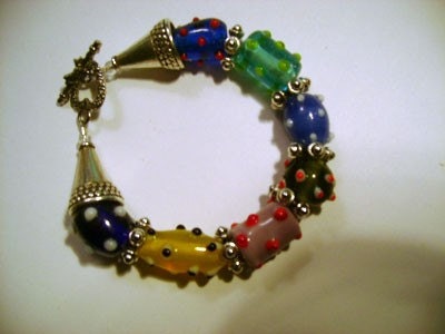 Beaded Bracelet, Lampwork Bumpy Beads-Circus Bracelet