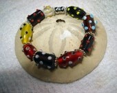 Beaded Bracelet, Lampwork, Bumpy Beads, Multicolored, It's So Magnetic Bracelet