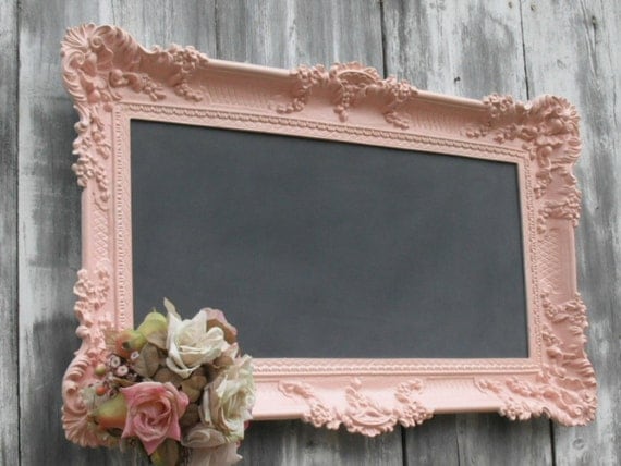 HOLLYWOOD REGENCY WEDDING Chalkboard Pink Baroque Ornate Girl Nursery French Country Kitchen 36inx21in Shabby Chic Cottage Romantic
