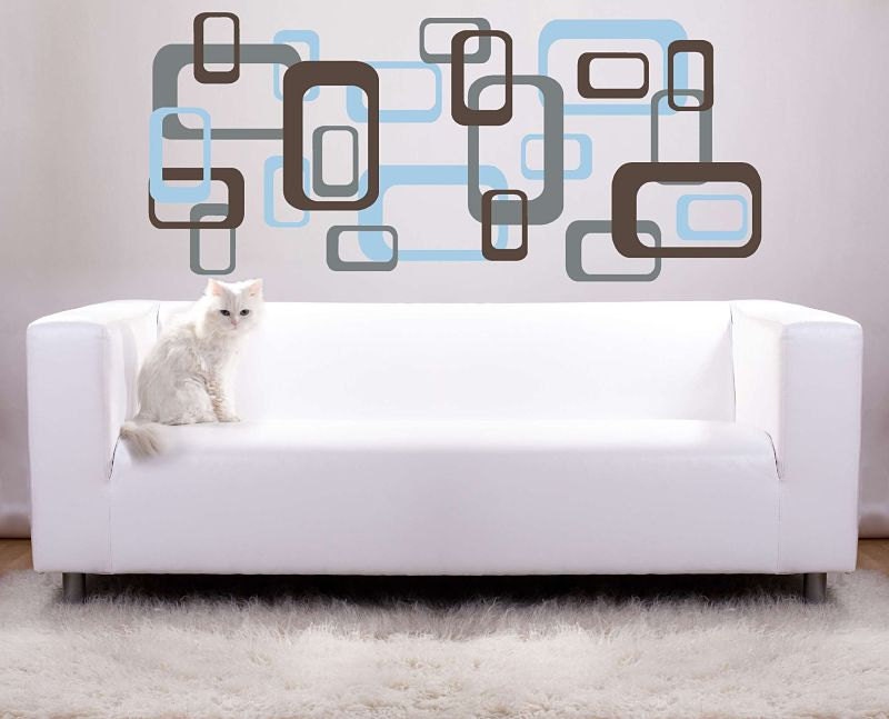 24 Large Retro Squares Vinyl Wall Decal SALE