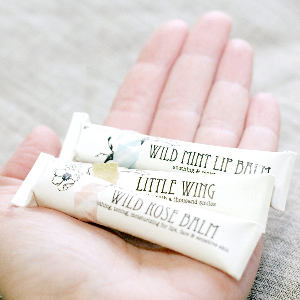 3 Herbal Lip Balms in Eco Friendly Paper Tubes - Organic - Wildcrafted - .21 oz each