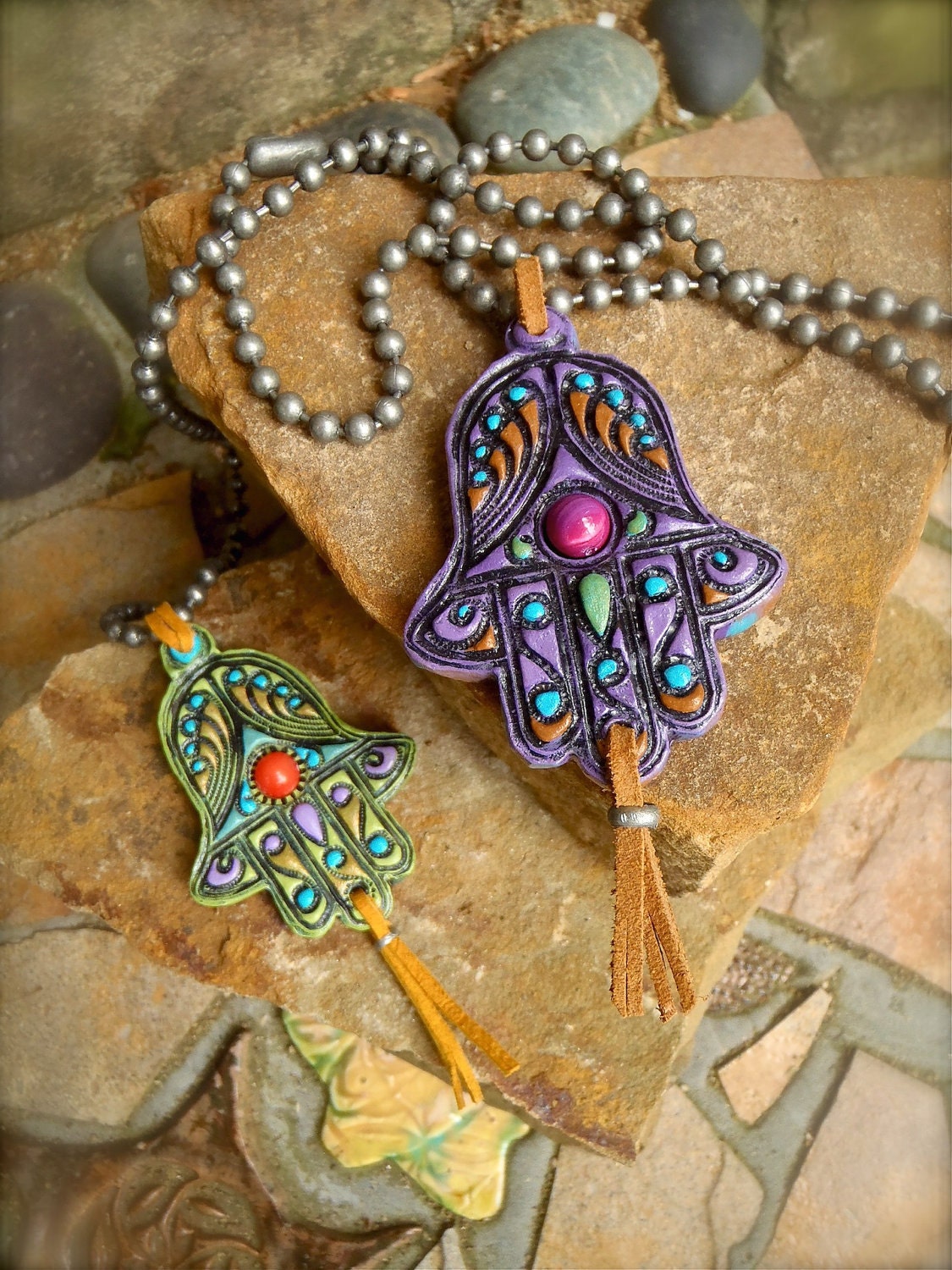 reserved for Mary M. HAMSA hand NECKLACE gypsy protective jewelry ball chain statement necklace hippie bohemian hand made unique