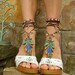 PEACOCK BAREFOOT sandals peacock feather beach wedding mykonos greek beads made to order hippie foot jewelry beach
