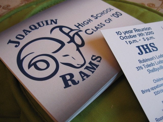 High School Reunion Postcard Design and Print - School Logo and Custom Text Layout