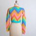 Vintage 70s Betsey Johnson Alley Cat Chevron Cropped Sweater
