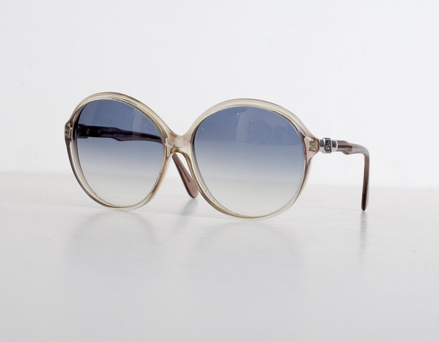 Vintage 70s 80s Round Blue & Gray Sunglasses Shades