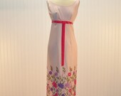 Vintage  1960'S Dress Custom Made Embroidered Soft Pink Wedding Prom Cocktail  Dress