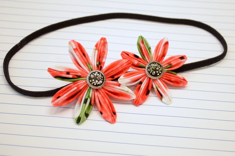 Watermelon Blast Fabric Flower Delight Headband