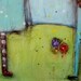 Encaustic mixed media painting Gnome Union love 8x10 Wood Burned Painting