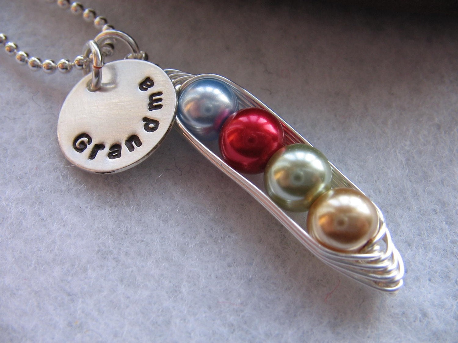 Grandma's Pea Pod necklace (24 colors) 2, 3, 4, 5, 6, OR 7 peas