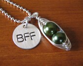 Best Friends like 2 Peas in a Pod with a Silver BFF Disc Pendant