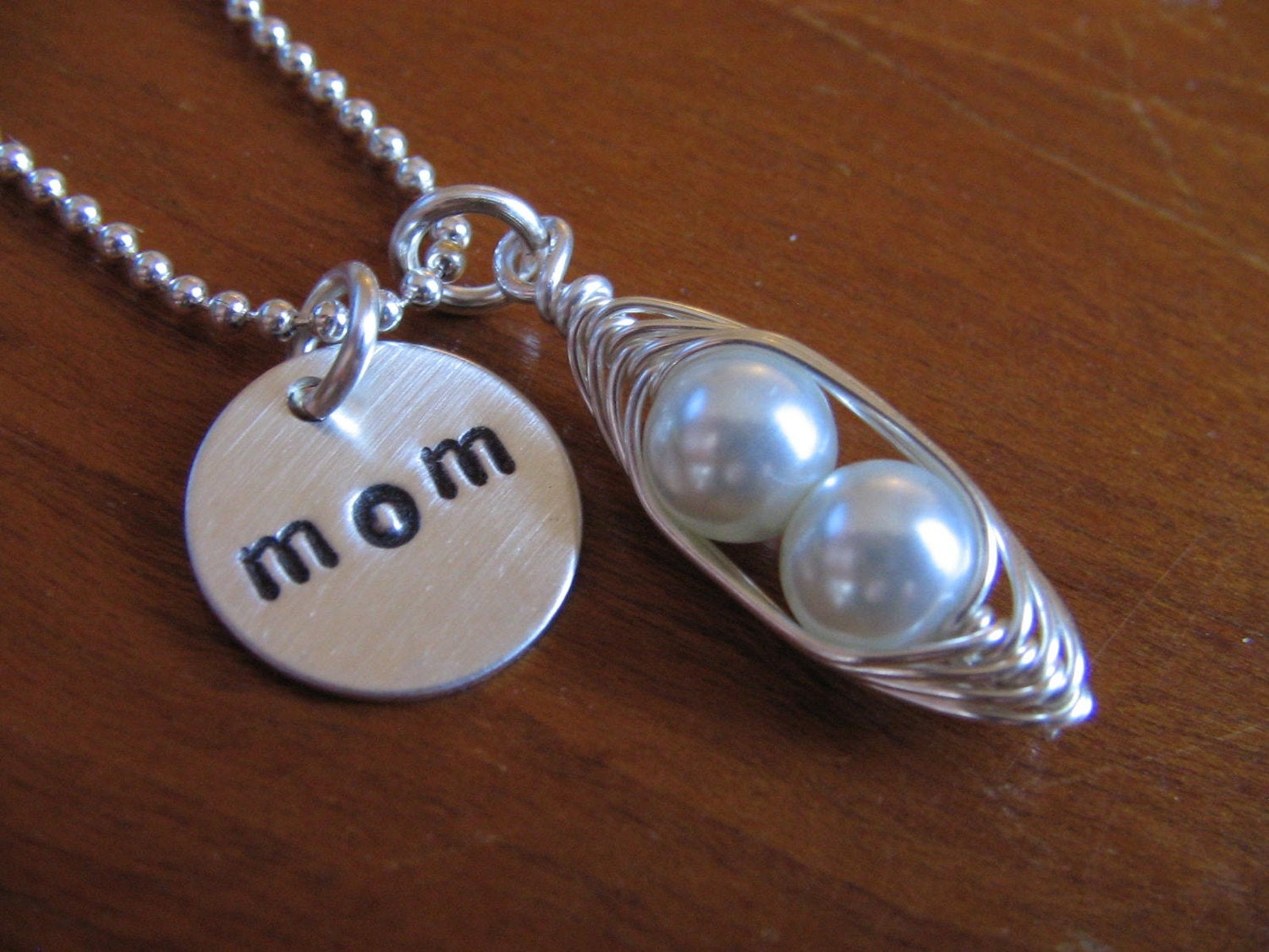 two, three, four, or five Peas in a Pod with personalized silver mom disc charm