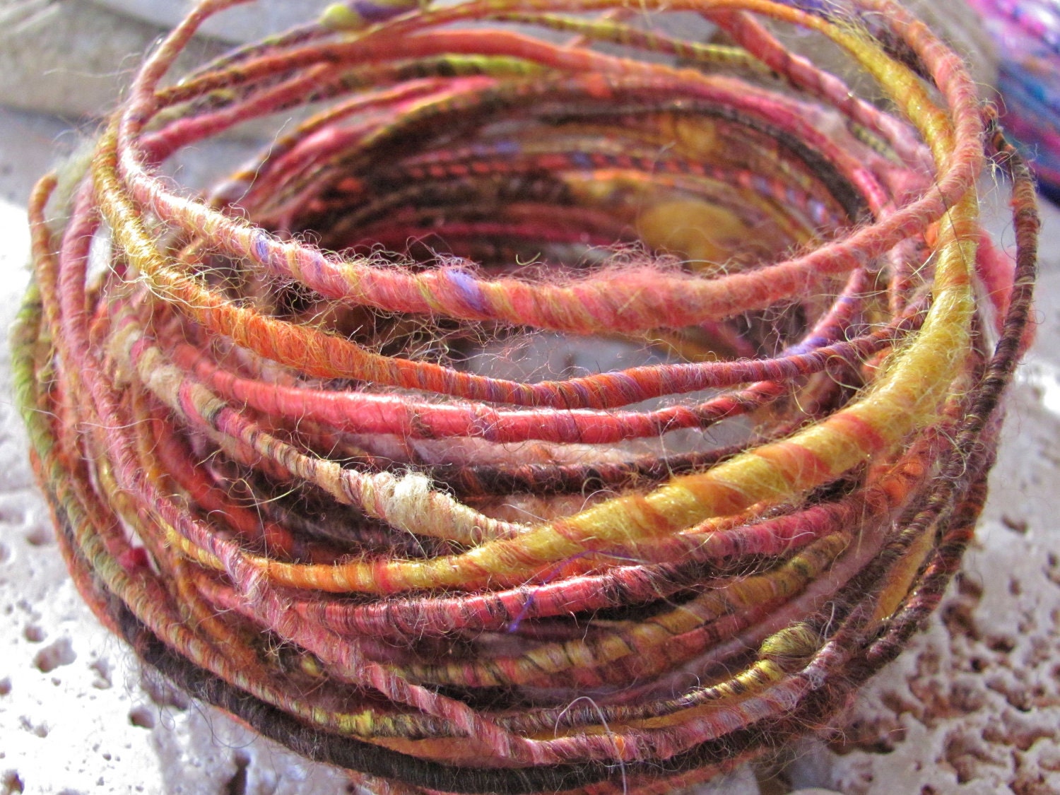 Orange Tango FiberWire - Handspun Art Wire for Jewelry - 3 FEET